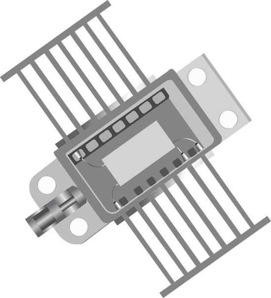 14-pin butterfly laser diode dependent on non-circular optics