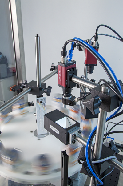 A liquid lens setup used in a high-speed machine vision application.
