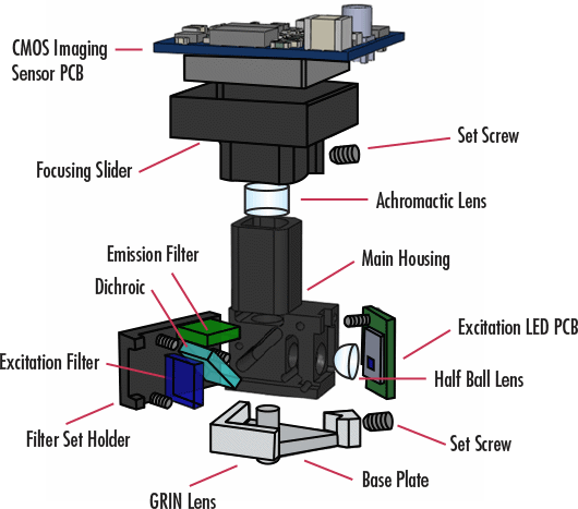 Exploded view of the Miniscope